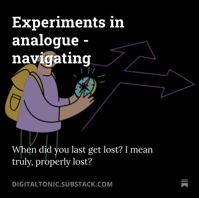 navigating Experiments in Analogue - navigating. Substack article.